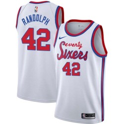 White Classic Shavlik Randolph Twill Basketball Jersey -76ers #42 Randolph Twill Jerseys, FREE SHIPPING