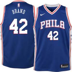 Blue Elton Brand Twill Basketball Jersey -76ers #42 Brand Twill Jerseys, FREE SHIPPING