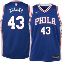 Blue Jeff Ruland Twill Basketball Jersey -76ers #43 Ruland Twill Jerseys, FREE SHIPPING