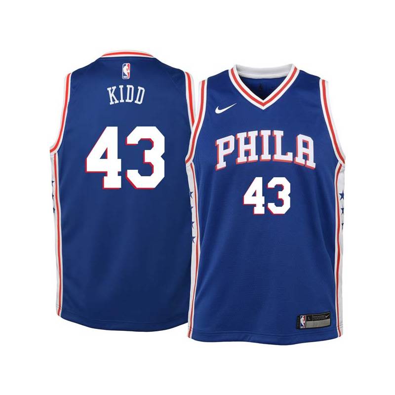 Blue Warren Kidd Twill Basketball Jersey -76ers #43 Kidd Twill Jerseys, FREE SHIPPING