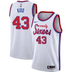 White Classic Warren Kidd Twill Basketball Jersey -76ers #43 Kidd Twill Jerseys, FREE SHIPPING