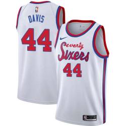 White Classic Monti Davis Twill Basketball Jersey -76ers #44 Davis Twill Jerseys, FREE SHIPPING