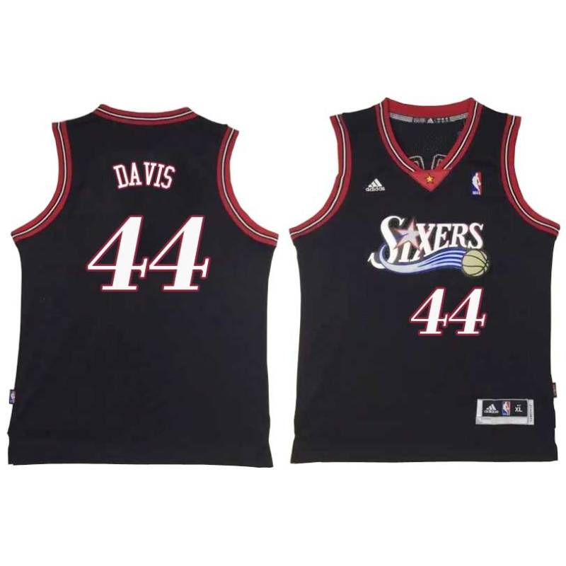 Black Throwback Monti Davis Twill Basketball Jersey -76ers #44 Davis Twill Jerseys, FREE SHIPPING