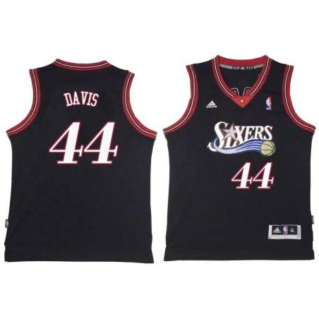 Black Throwback Monti Davis Twill Basketball Jersey -76ers #44 Davis Twill Jerseys, FREE SHIPPING