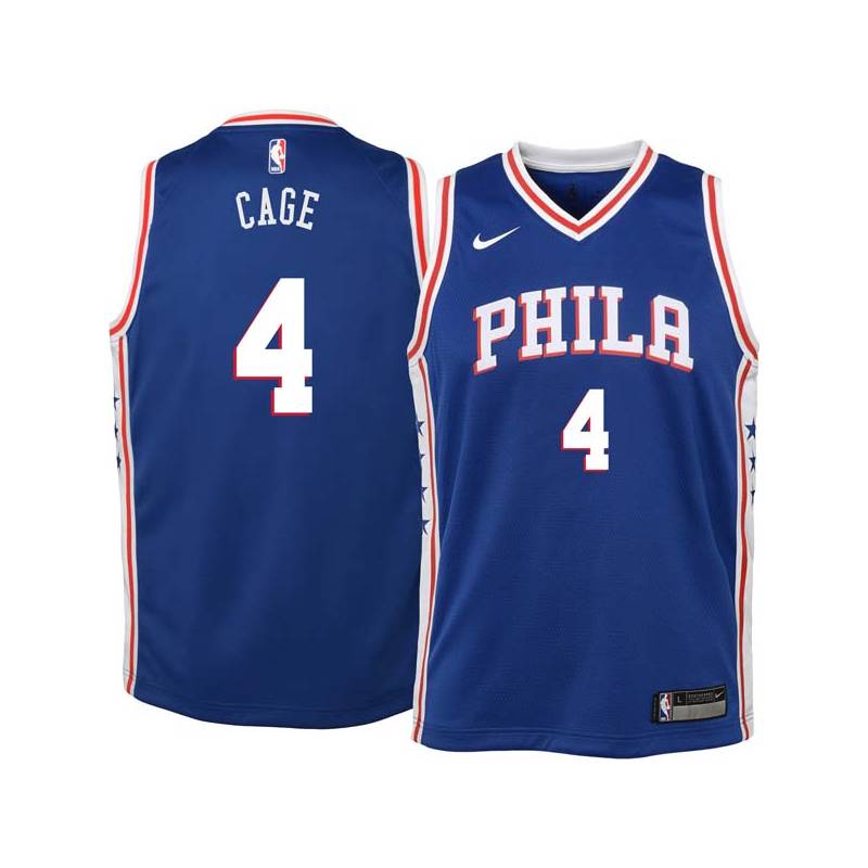 Blue Michael Cage Twill Basketball Jersey -76ers #4 Cage Twill Jerseys, FREE SHIPPING