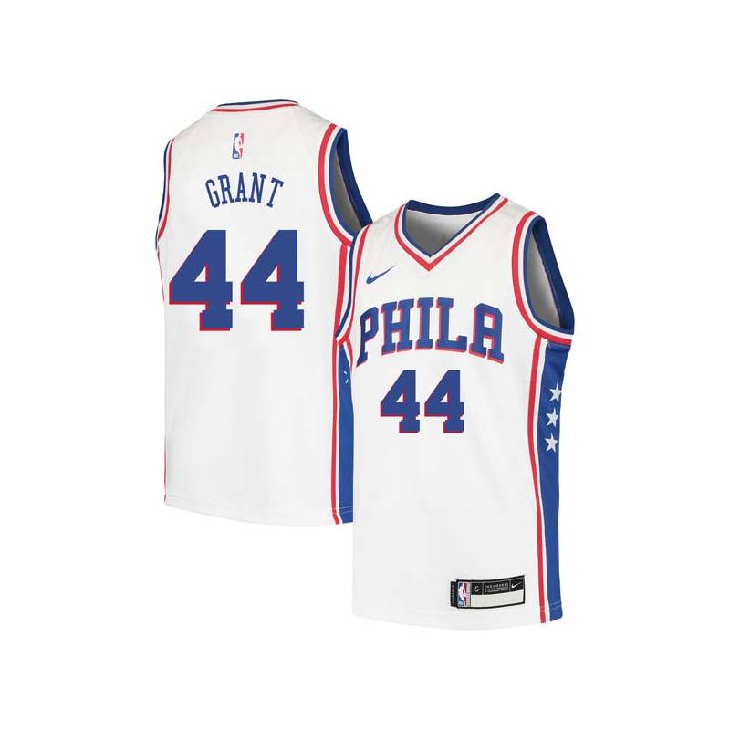 White Harvey Grant Twill Basketball Jersey -76ers #44 Grant Twill Jerseys, FREE SHIPPING