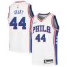 White Harvey Grant Twill Basketball Jersey -76ers #44 Grant Twill Jerseys, FREE SHIPPING