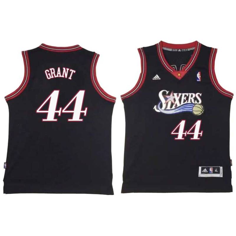 Black Throwback Harvey Grant Twill Basketball Jersey -76ers #44 Grant Twill Jerseys, FREE SHIPPING