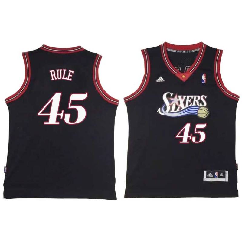 Black Throwback Bob Rule Twill Basketball Jersey -76ers #45 Rule Twill Jerseys, FREE SHIPPING