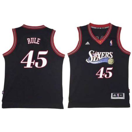 Black Throwback Bob Rule Twill Basketball Jersey -76ers #45 Rule Twill Jerseys, FREE SHIPPING