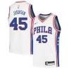 White Clemon Johnson Twill Basketball Jersey -76ers #45 Johnson Twill Jerseys, FREE SHIPPING