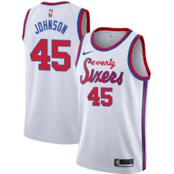 White Classic Clemon Johnson Twill Basketball Jersey -76ers #45 Johnson Twill Jerseys, FREE SHIPPING