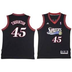 Black Throwback Bob Thornton Twill Basketball Jersey -76ers #45 Thornton Twill Jerseys, FREE SHIPPING