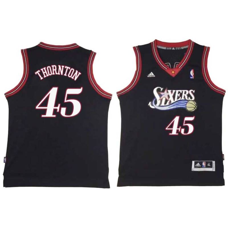 Black Throwback Bob Thornton Twill Basketball Jersey -76ers #45 Thornton Twill Jerseys, FREE SHIPPING