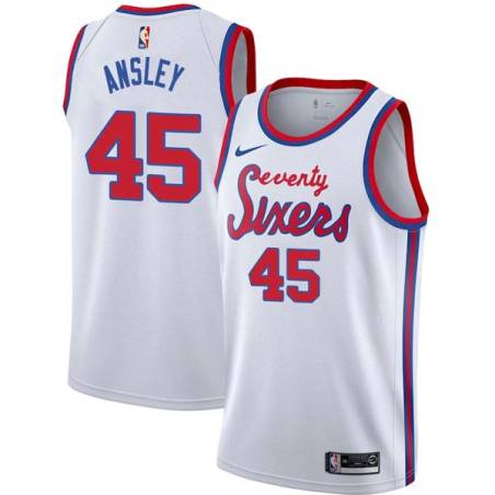 White Classic Michael Ansley Twill Basketball Jersey -76ers #45 Ansley Twill Jerseys, FREE SHIPPING