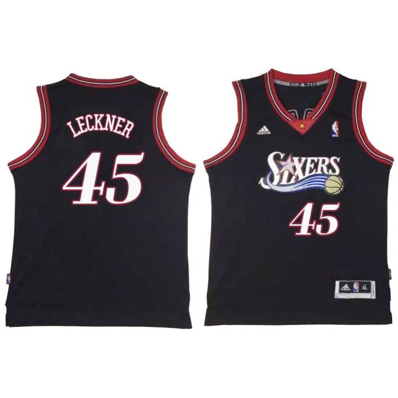 Black Throwback Eric Leckner Twill Basketball Jersey -76ers #45 Leckner Twill Jerseys, FREE SHIPPING