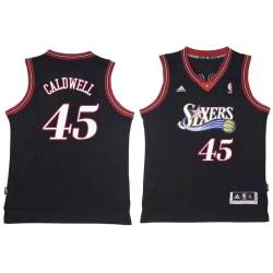 Black Throwback Adrian Caldwell Twill Basketball Jersey -76ers #45 Caldwell Twill Jerseys, FREE SHIPPING