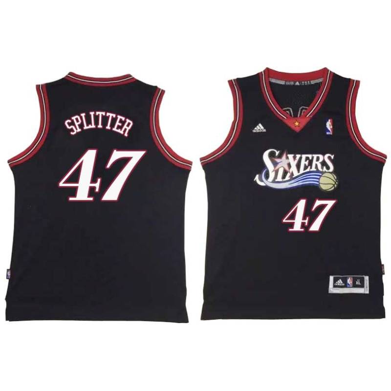 Black Throwback Tiago Splitter Twill Basketball Jersey -76ers #47 Splitter Twill Jerseys, FREE SHIPPING