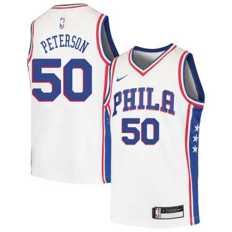 White Ed Peterson Twill Basketball Jersey -76ers #50 Peterson Twill Jerseys, FREE SHIPPING