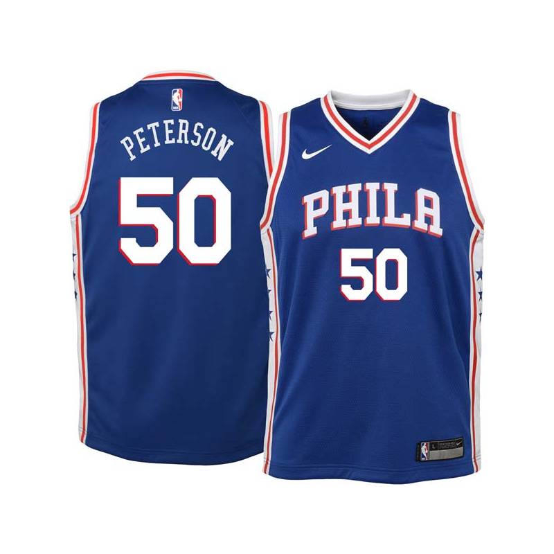 Blue Ed Peterson Twill Basketball Jersey -76ers #50 Peterson Twill Jerseys, FREE SHIPPING