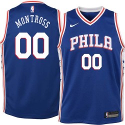 Blue Eric Montross Twill Basketball Jersey -76ers #00 Montross Twill Jerseys, FREE SHIPPING