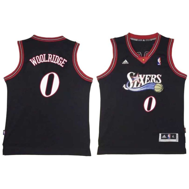 Black Throwback Orlando Woolridge Twill Basketball Jersey -76ers #0 Woolridge Twill Jerseys, FREE SHIPPING