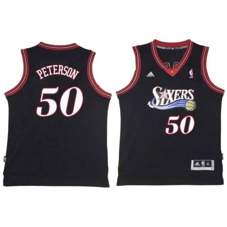 Black Throwback Ed Peterson Twill Basketball Jersey -76ers #50 Peterson Twill Jerseys, FREE SHIPPING