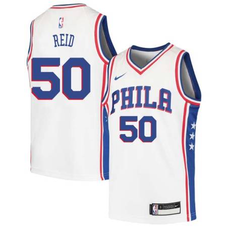 White Robert Reid Twill Basketball Jersey -76ers #50 Reid Twill Jerseys, FREE SHIPPING