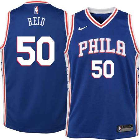 Blue Robert Reid Twill Basketball Jersey -76ers #50 Reid Twill Jerseys, FREE SHIPPING