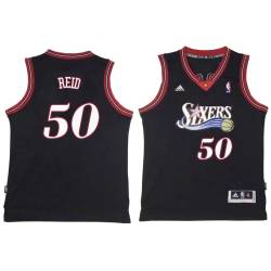 Black Throwback Robert Reid Twill Basketball Jersey -76ers #50 Reid Twill Jerseys, FREE SHIPPING