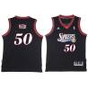 Black Throwback Robert Reid Twill Basketball Jersey -76ers #50 Reid Twill Jerseys, FREE SHIPPING