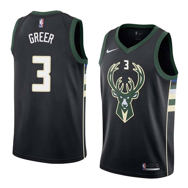 Black2 Lynn Greer Bucks #3 Twill Basketball Jersey FREE SHIPPING