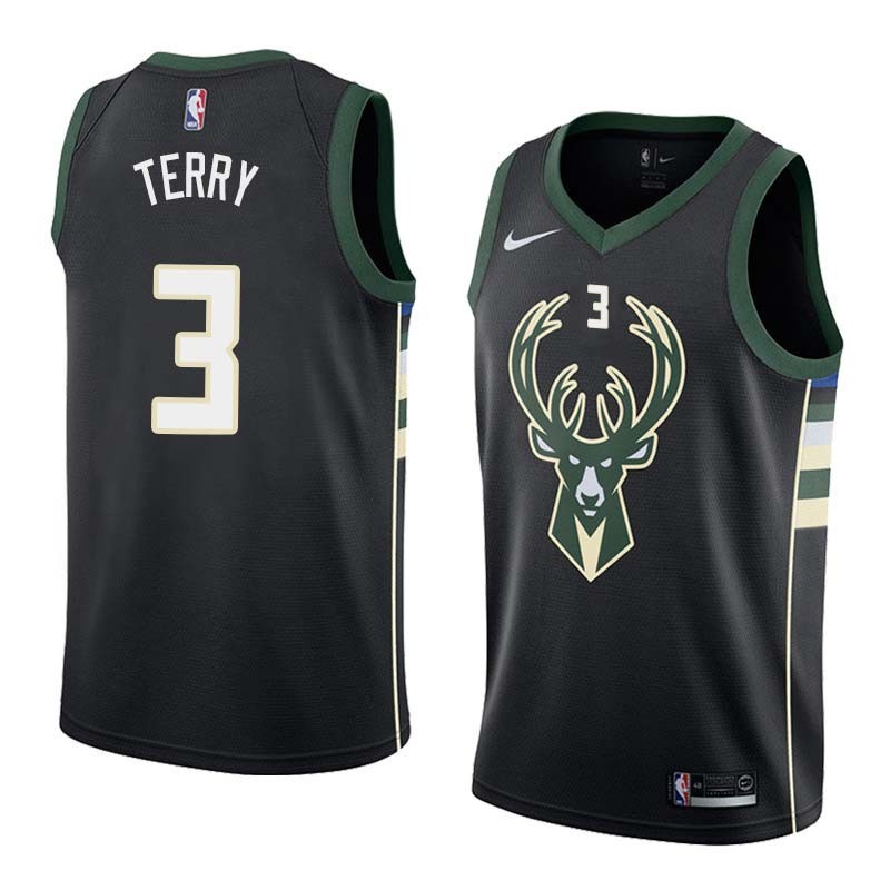 Black2 Jason Terry Bucks #3 Twill Basketball Jersey FREE SHIPPING