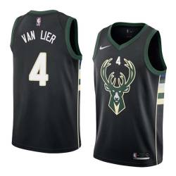 Black2 Norm Van Lier Bucks #4 Twill Basketball Jersey FREE SHIPPING