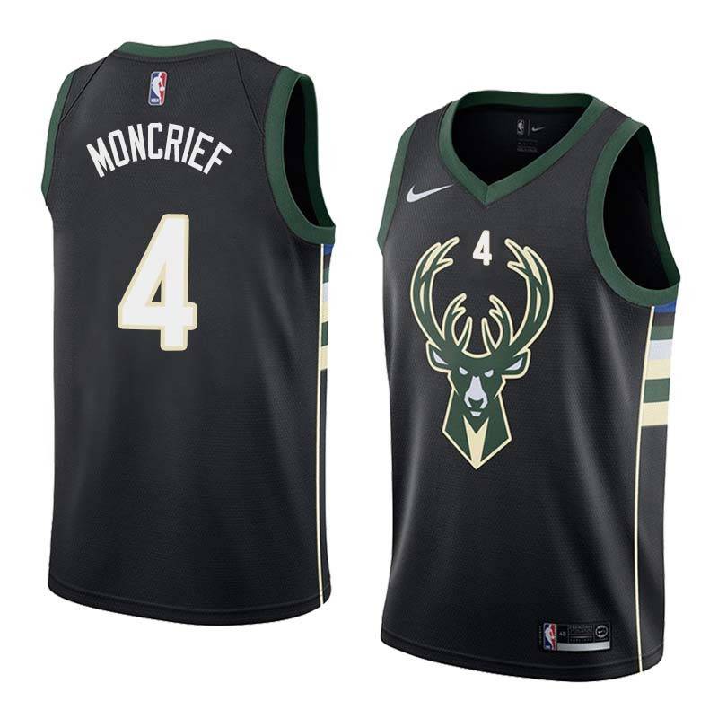 Black2 Sidney Moncrief Bucks #4 Twill Basketball Jersey FREE SHIPPING