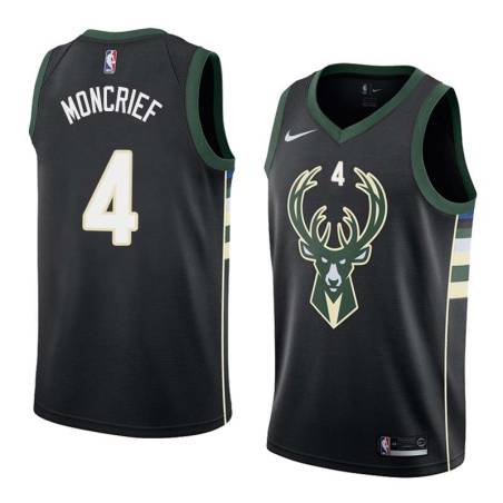 Black2 Sidney Moncrief Bucks #4 Twill Basketball Jersey FREE SHIPPING