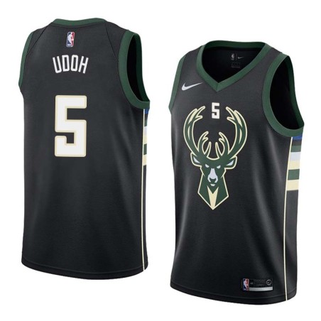 Black2 Ekpe Udoh Bucks #5 Twill Basketball Jersey FREE SHIPPING