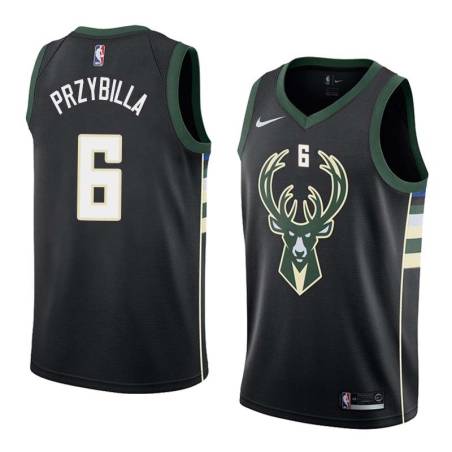 Black2 Joel Przybilla Bucks #6 Twill Basketball Jersey FREE SHIPPING