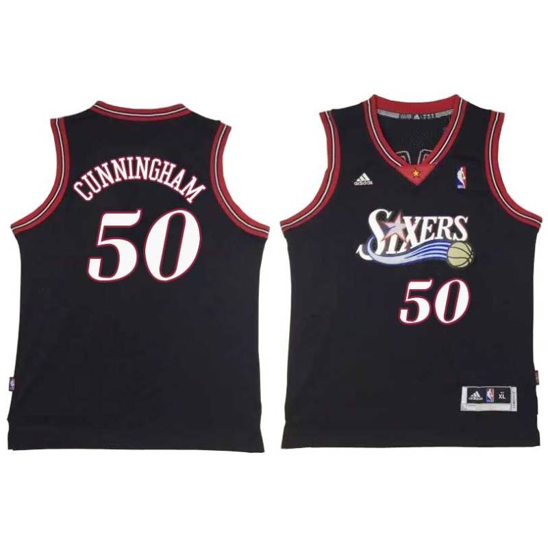 Black Throwback William Cunningham Twill Basketball Jersey -76ers #50 Cunningham Twill Jerseys, FREE SHIPPING