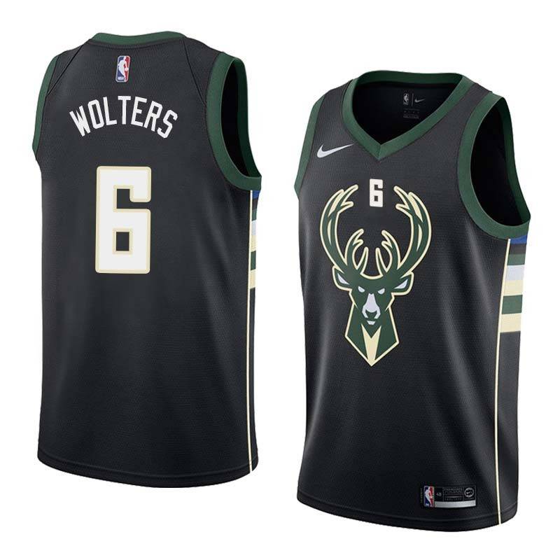 Black2 Nate Wolters Bucks #6 Twill Basketball Jersey FREE SHIPPING