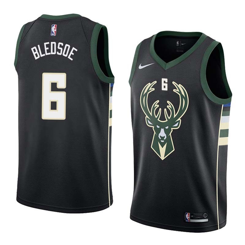 Black2 Eric Bledsoe Bucks #6 Twill Basketball Jersey FREE SHIPPING