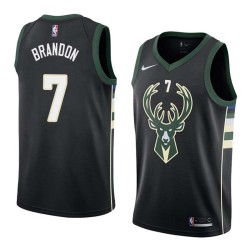 Black2 Terrell Brandon Bucks #7 Twill Basketball Jersey FREE SHIPPING