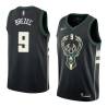 Black2 Primoz Brezec Bucks #9 Twill Basketball Jersey FREE SHIPPING