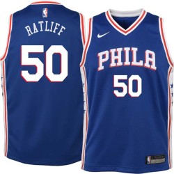 Blue Theo Ratliff Twill Basketball Jersey -76ers #50 Ratliff Twill Jerseys, FREE SHIPPING