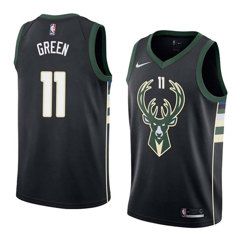 Black2 Rickey Green Bucks #11 Twill Basketball Jersey FREE SHIPPING