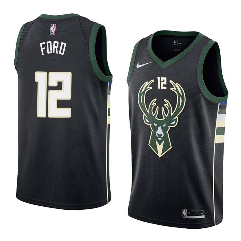 Black2 Phil Ford Bucks #12 Twill Basketball Jersey FREE SHIPPING