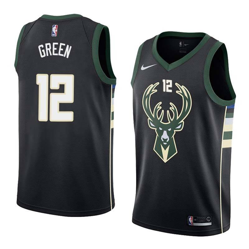 Black2 Litterial Green Bucks #12 Twill Basketball Jersey FREE SHIPPING