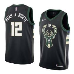 Black2 Luc Mbah a Moute Bucks #12 Twill Basketball Jersey FREE SHIPPING