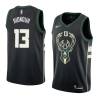 Black2 Luke Ridnour Bucks #13 Twill Basketball Jersey FREE SHIPPING