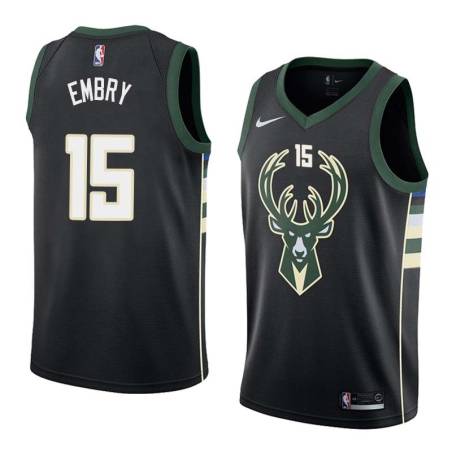 Black2 Wayne Embry Bucks #15 Twill Basketball Jersey FREE SHIPPING